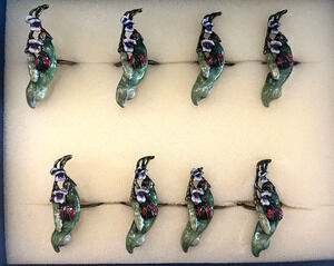 RTF CIEL Collectibles Enamel Floral Lady Bug Nature Napkin Holders Rings New